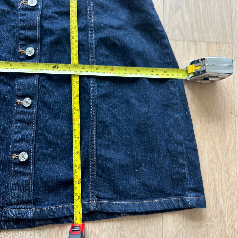 Abercrombie & Fitch Denim Mini Dress L Dark Blue Strapless Button Front Western - Picture 7 of 8